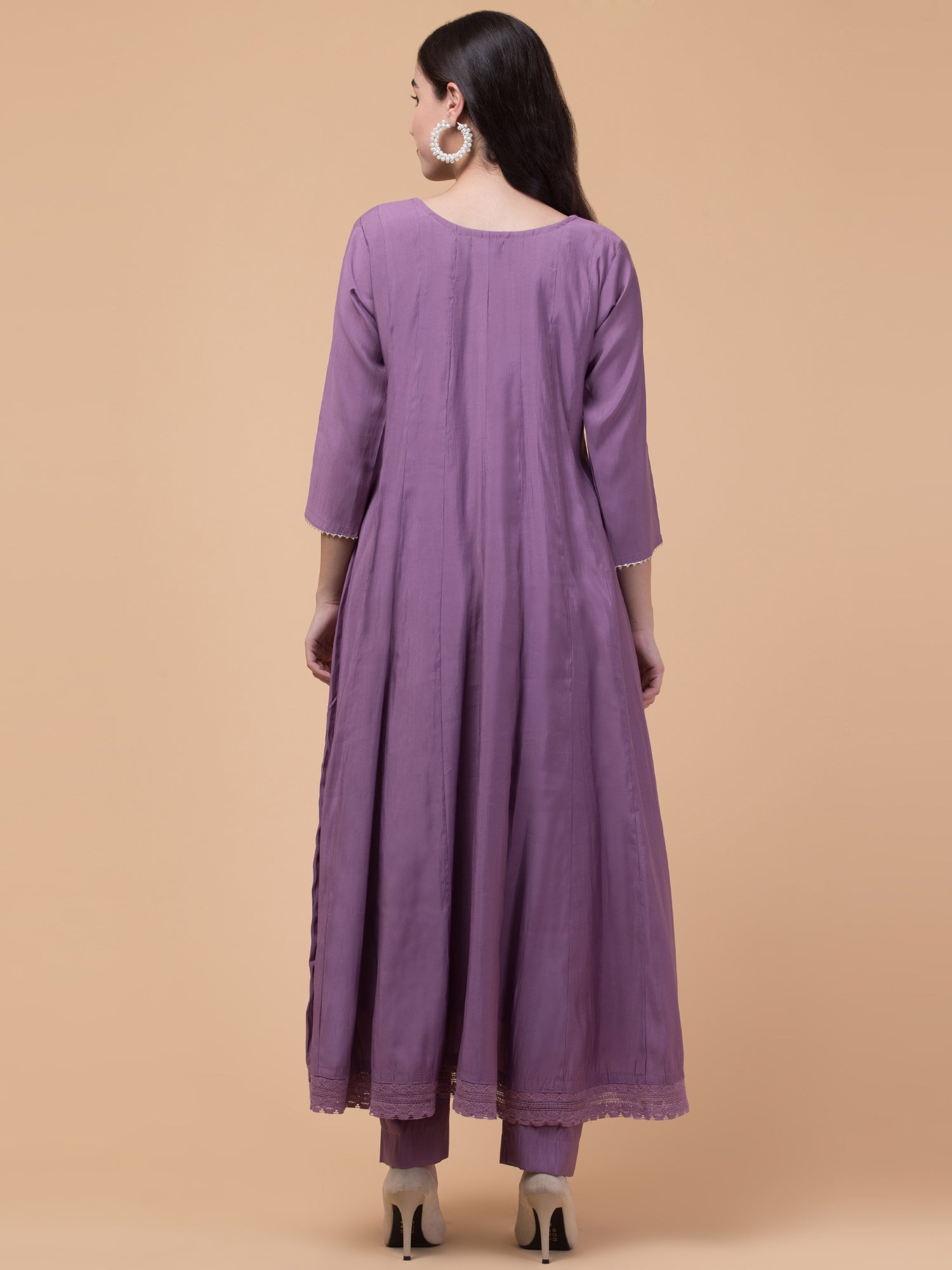 Malana Merino Wome's Flared Voilet Salwar Suit with Dupatta