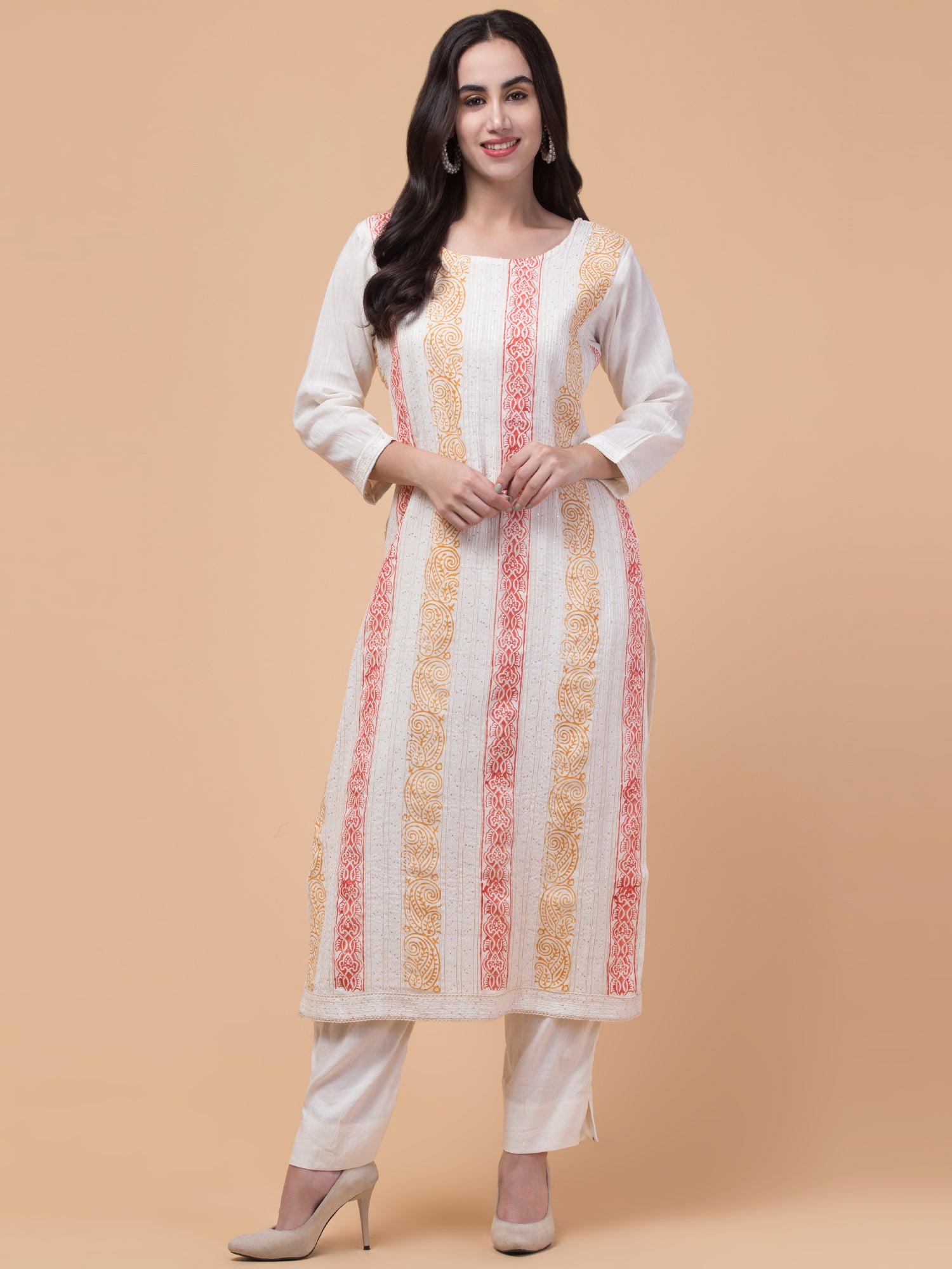 Malana Merino Women's Printed Cotton Salwar Kameez Set (L)