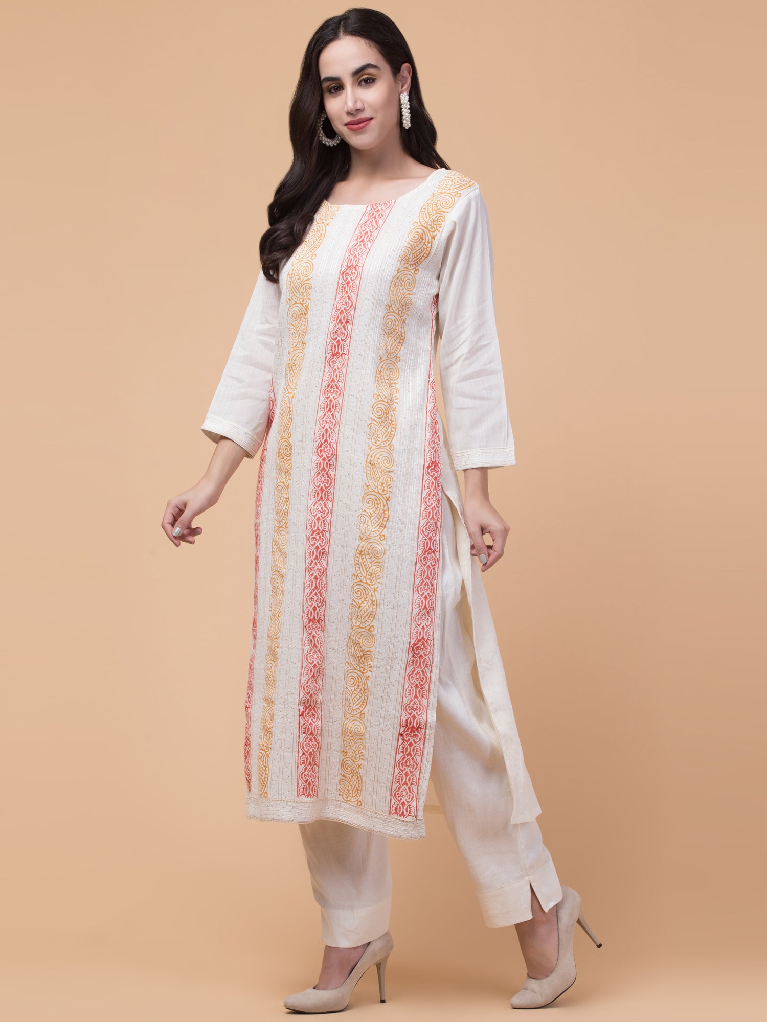 Malana Merino Women's Printed Cotton Salwar Kameez Set (L)