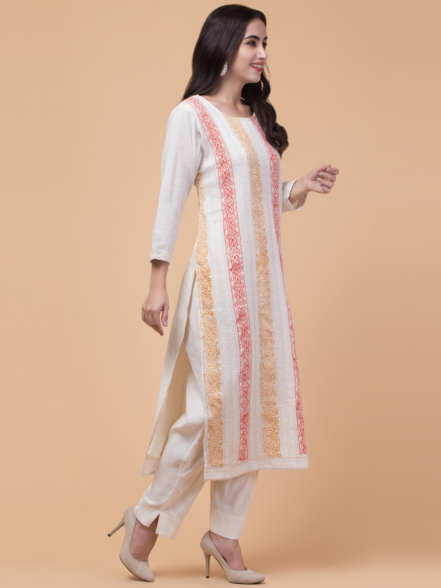 Malana Merino Women's Printed Cotton Salwar Kameez Set (L)
