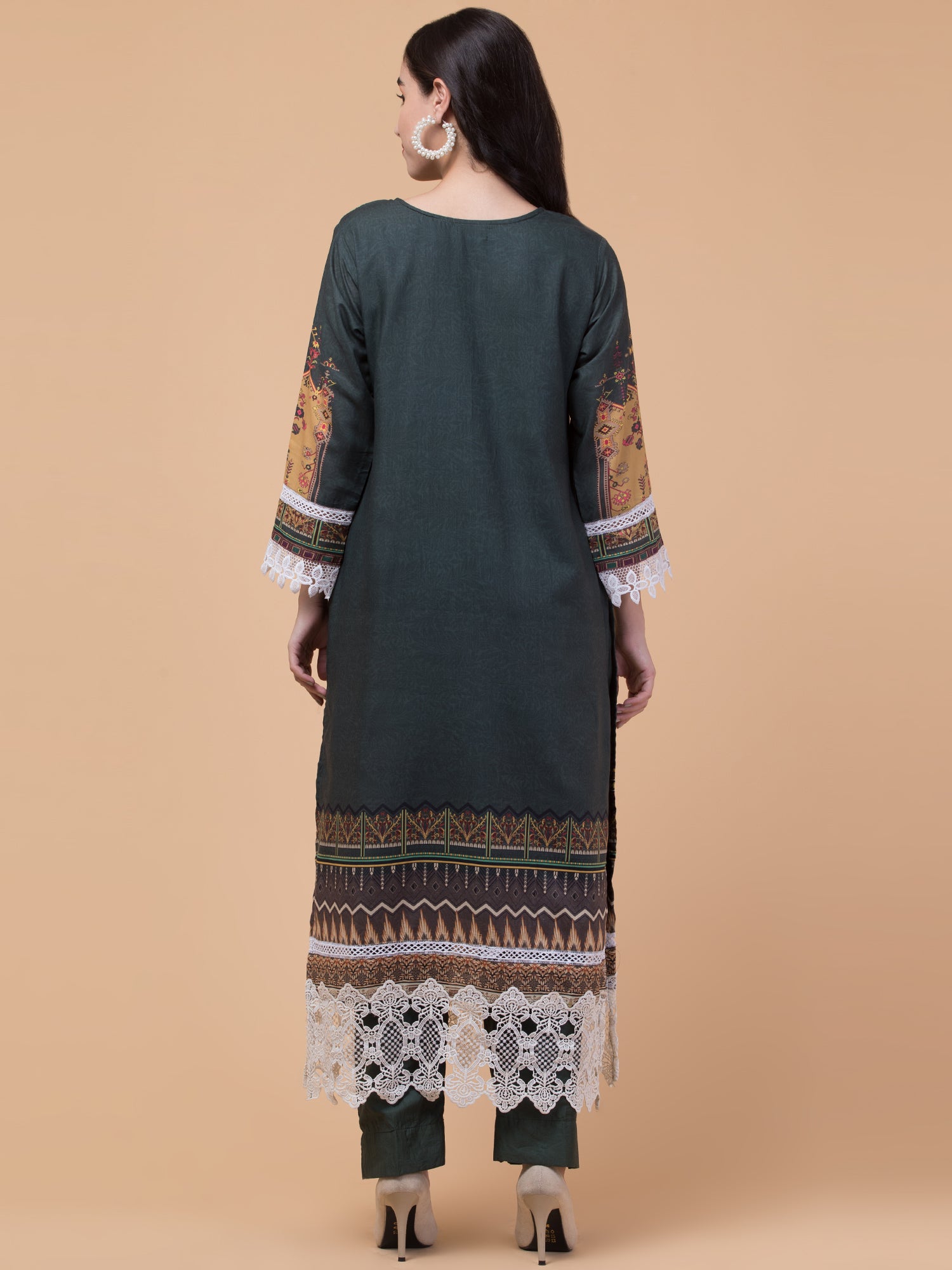 Malana Merino Women's Pakistani Mehndi Salwar Suit with Dupatta.
