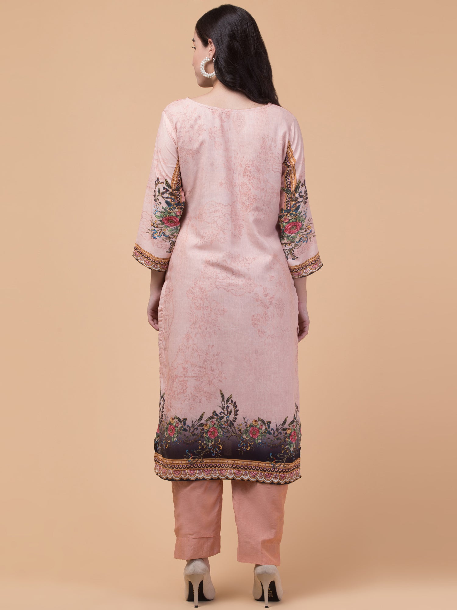 Malana Merino Women's Pakistani Peach Salwar Suit with Dupatta.