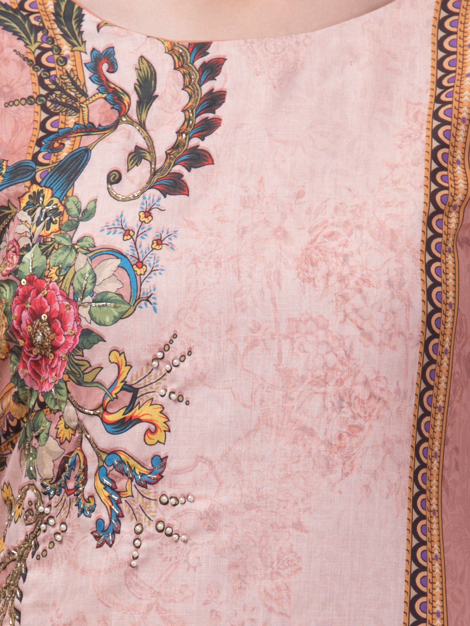 Malana Merino Women's Pakistani Peach Salwar Suit with Dupatta.