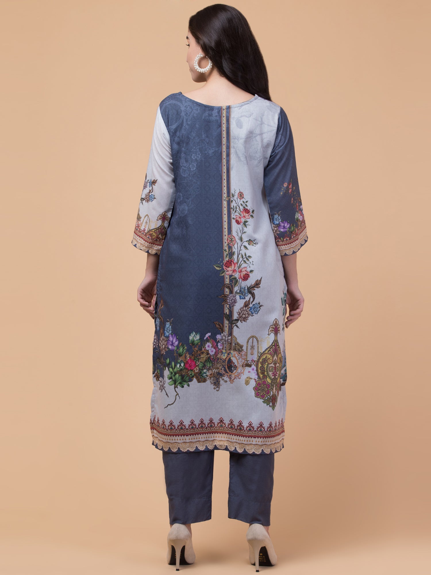Malana Merino Women's Pakistani Dark Grey Salwar Suit with Dupatta.