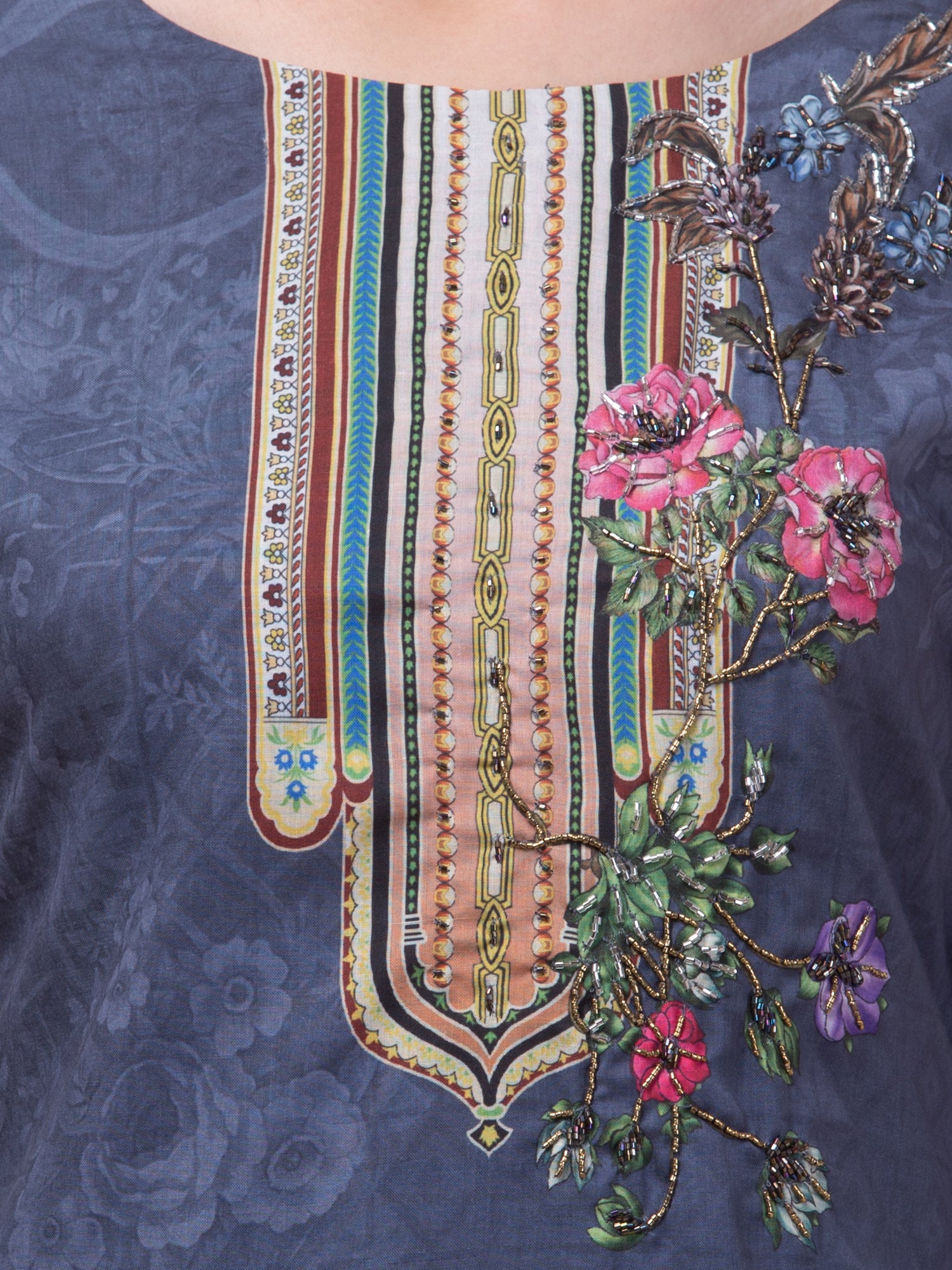 Malana Merino Women's Pakistani Dark Grey Salwar Suit with Dupatta