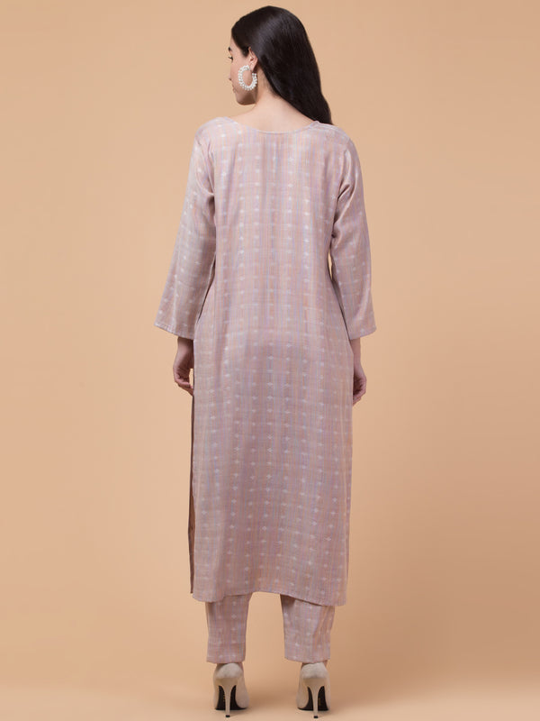 Malana Merino Women's Salwar Suits Set Peach (With Dupatta)