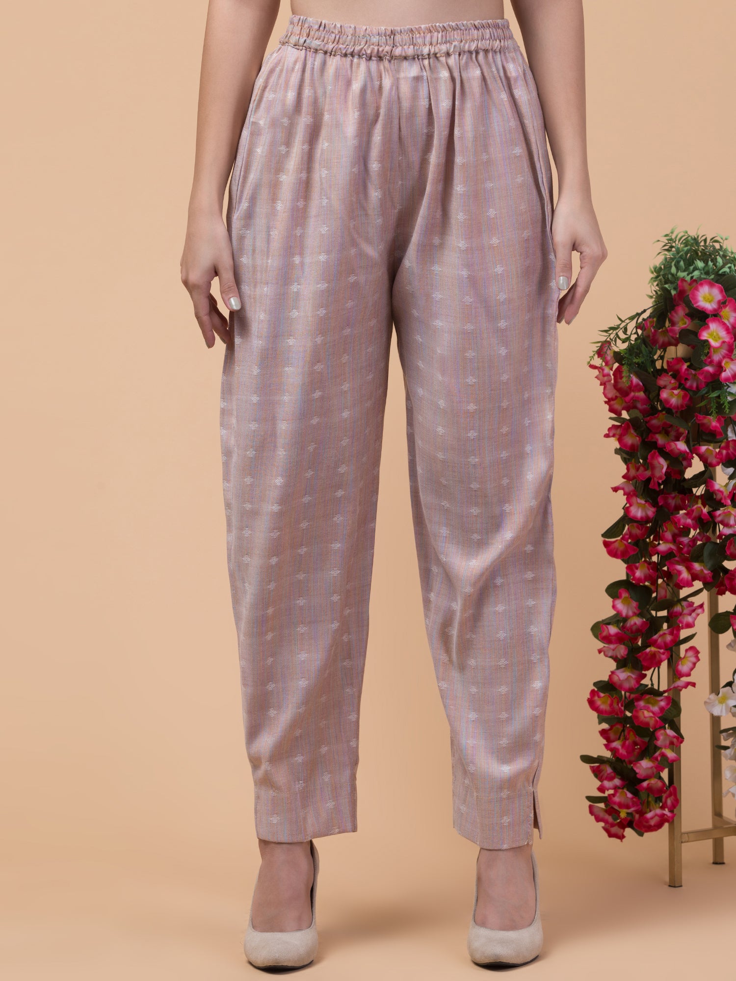 Malana Merino Women's Salwar Suits Set Peach (With Dupatta)