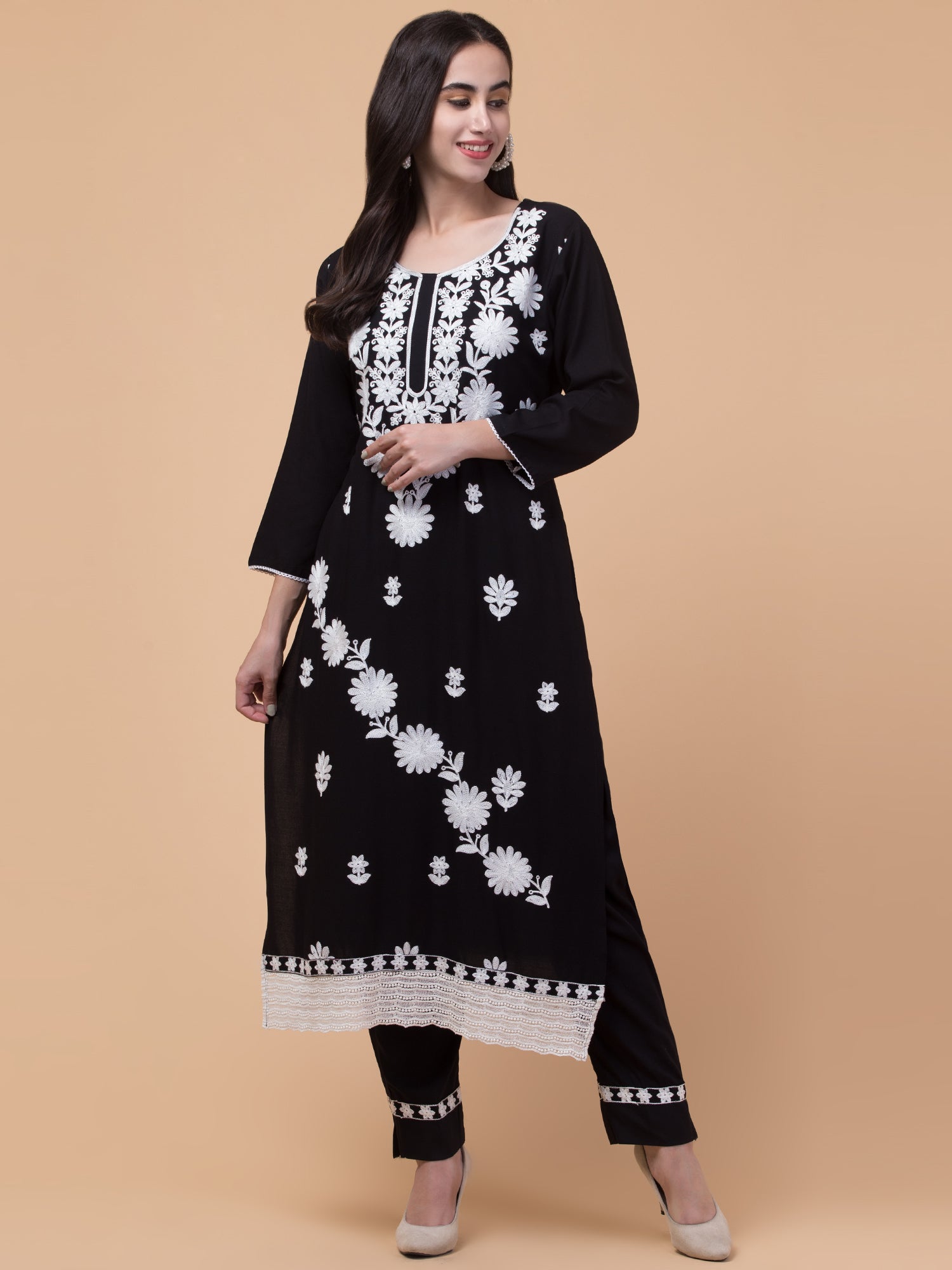 Malana Merino Lucknowi Salwar Suit Set (With Dupatta)