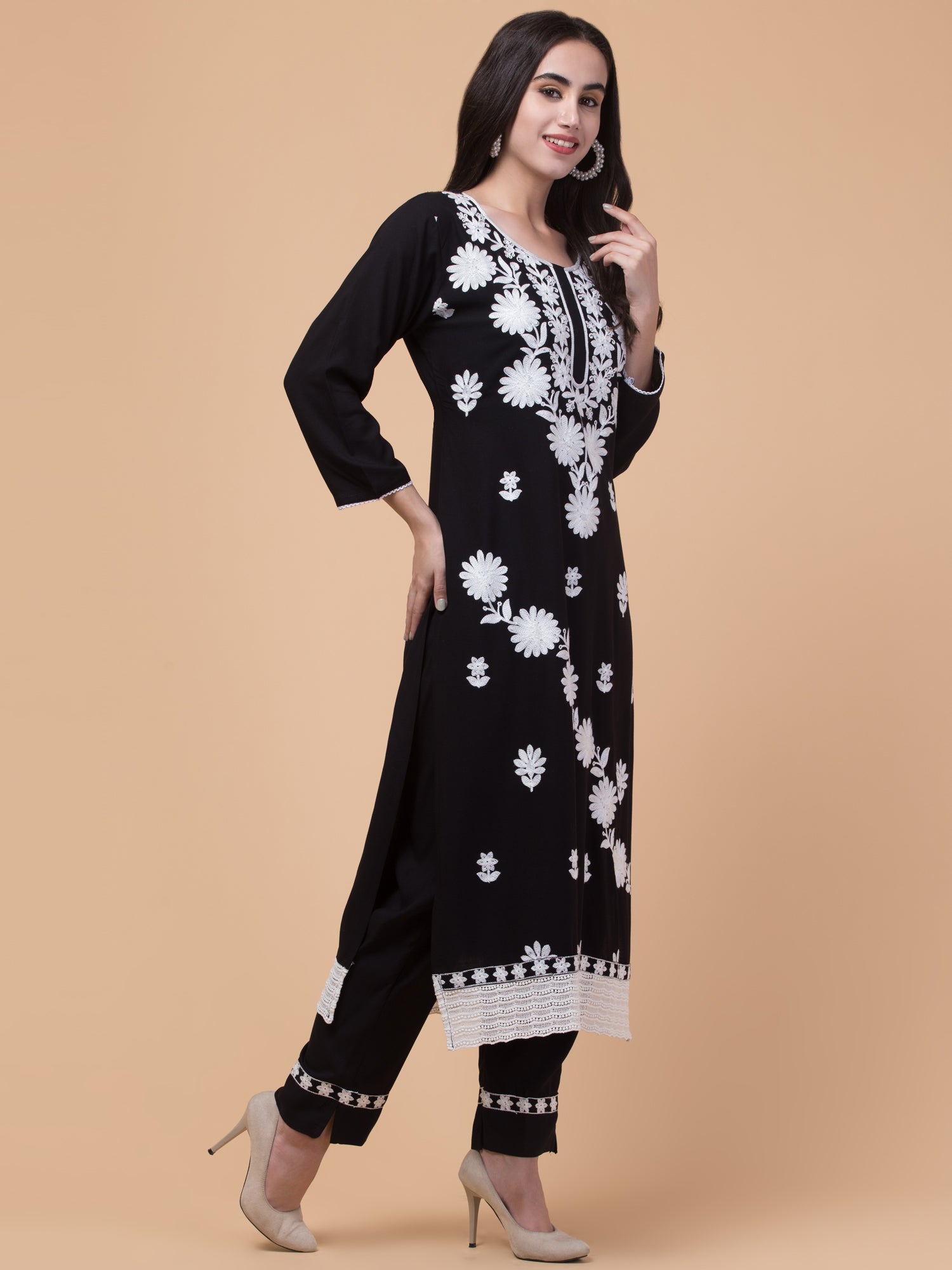 Malana Merino Lucknowi Salwar Suit Set (With Dupatta)