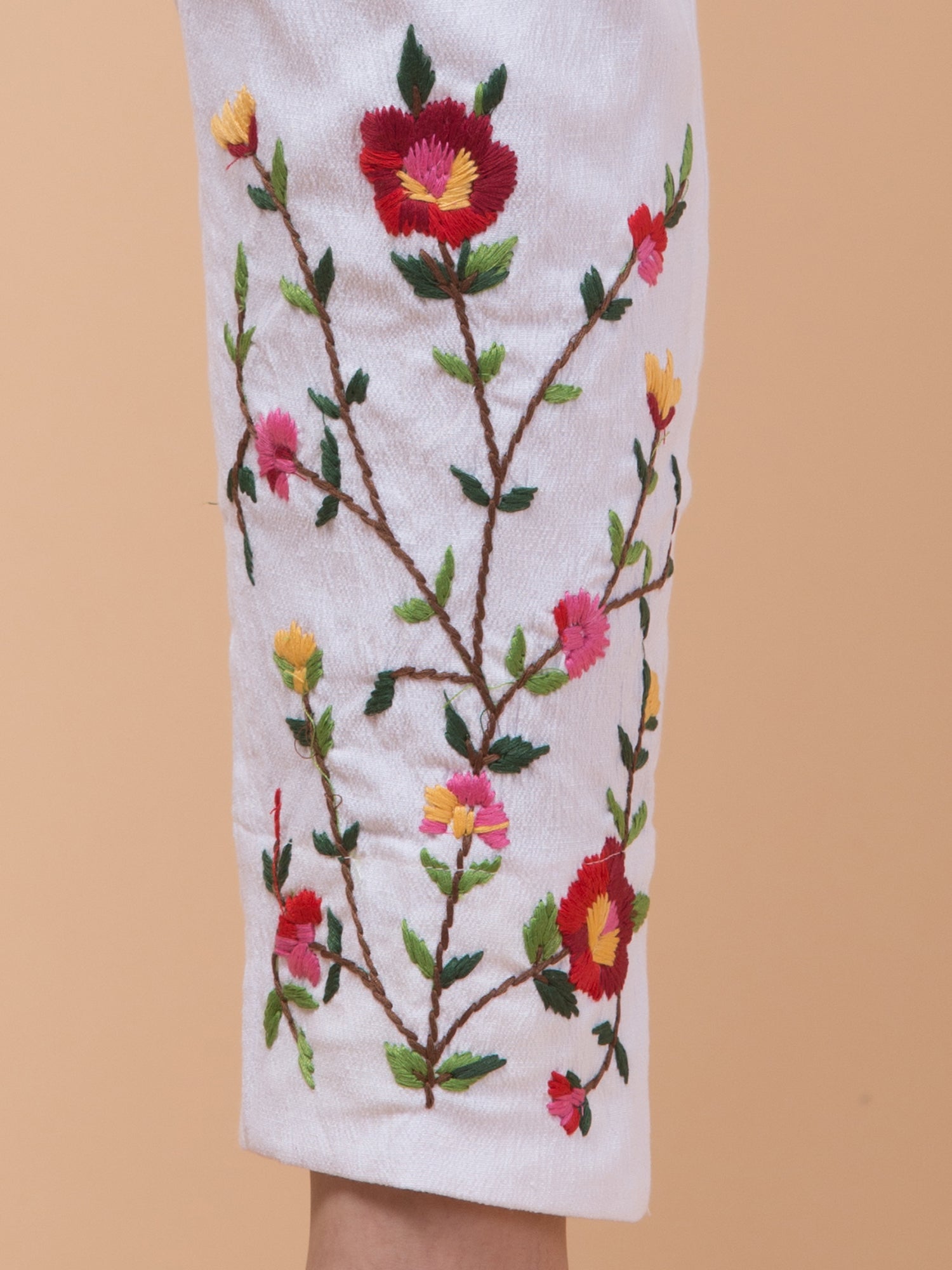 Malana Merino White Women/Girl's Embrodiry Pant / Lower