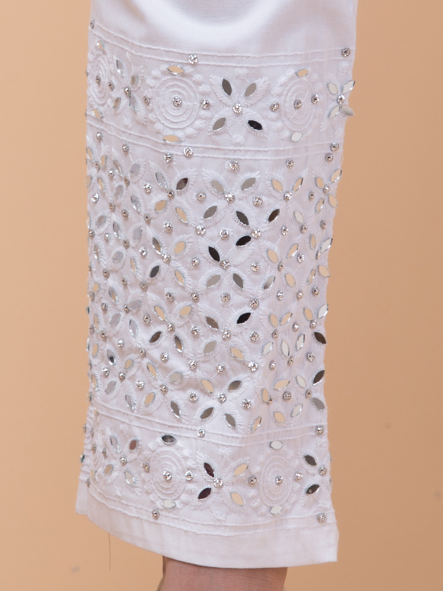 Malana Merino White Women/Girl's Stone Work Pant / Lower