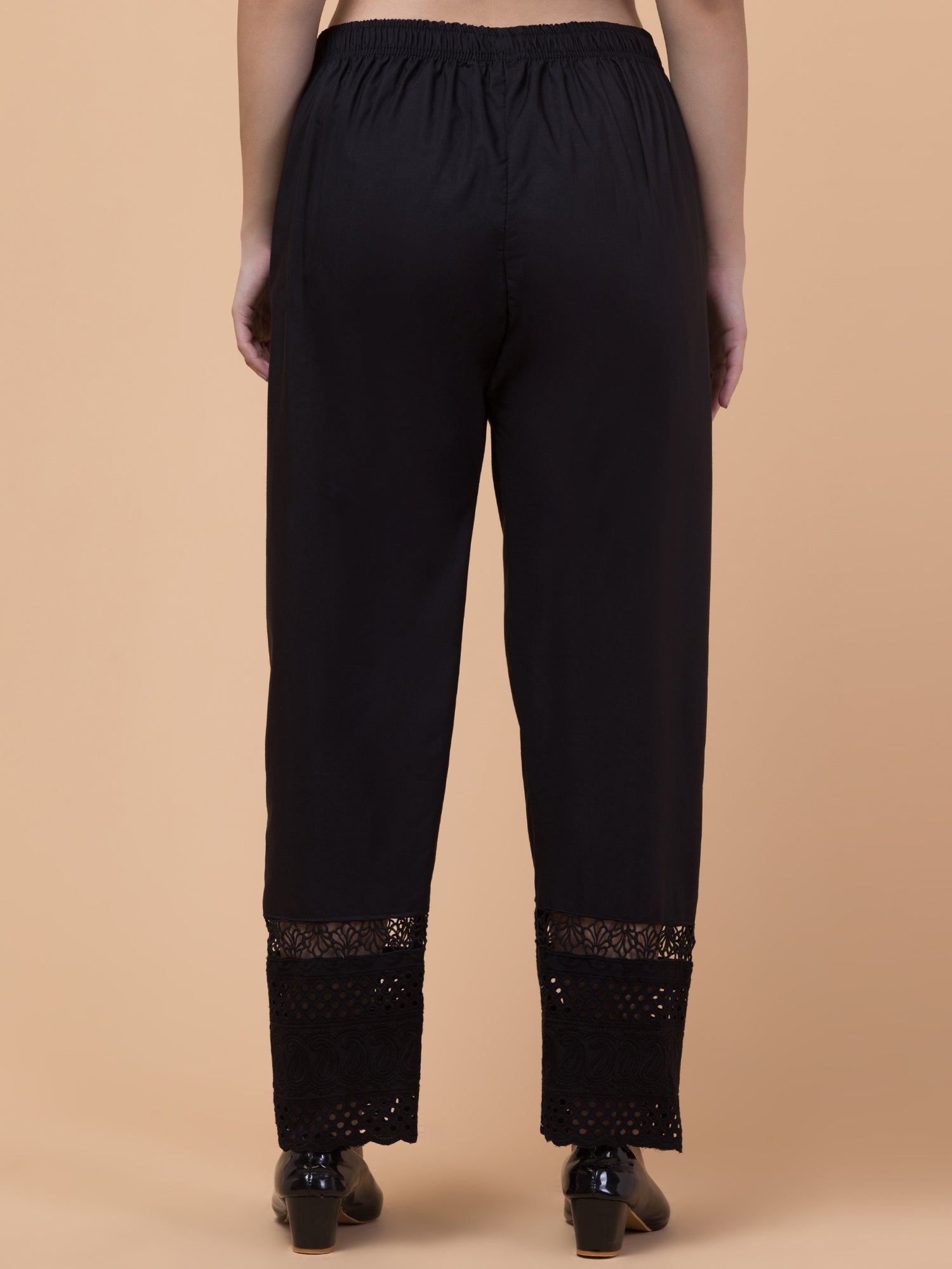 Malana Merino Black Women/Girl's Laser Cut Pant / Lower