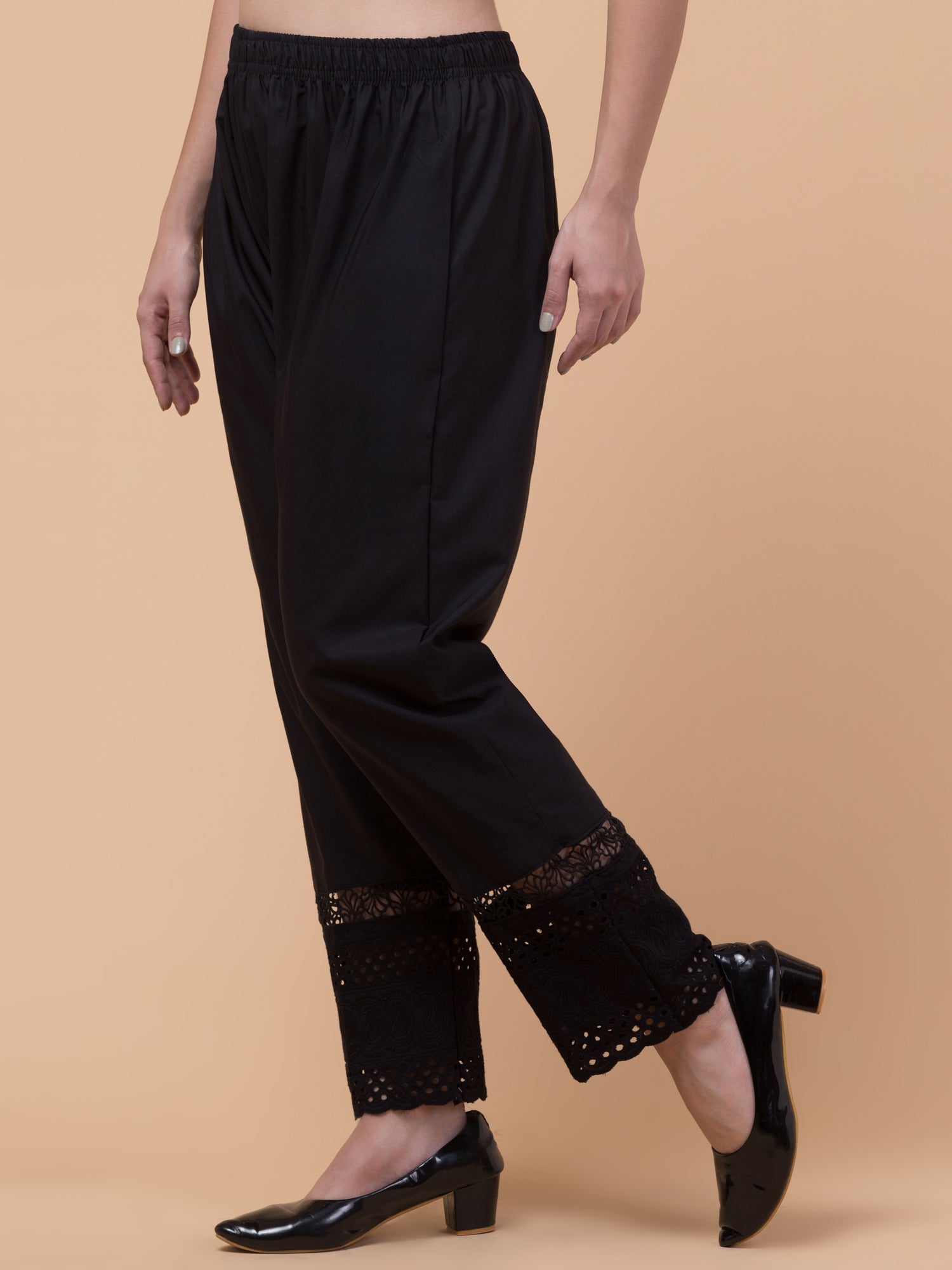 Malana Merino Black Women/Girl's Laser Cut Pant / Lower