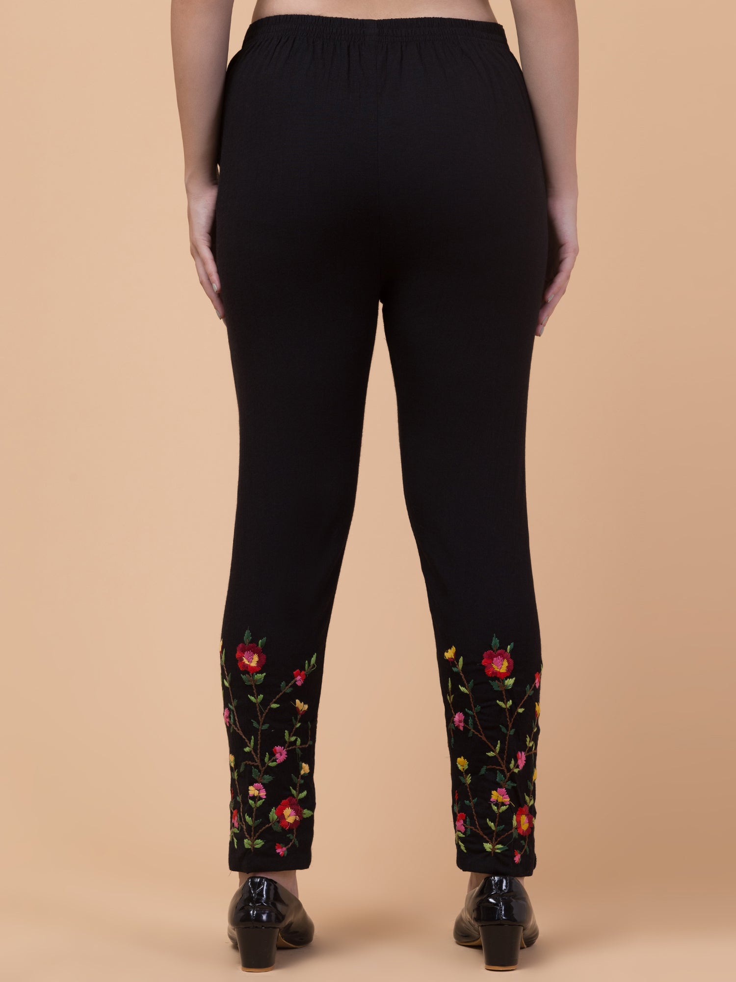 Malana Merino Black Women/Girl's Embrodiry Pant / Lower