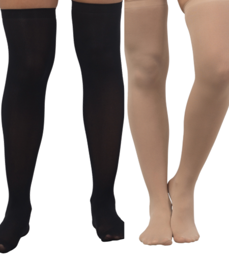 Malana Merino Women & Girls 2 Pair Nylon Transparent Thigh High Stockings Black & Skin Color (2 Pair)