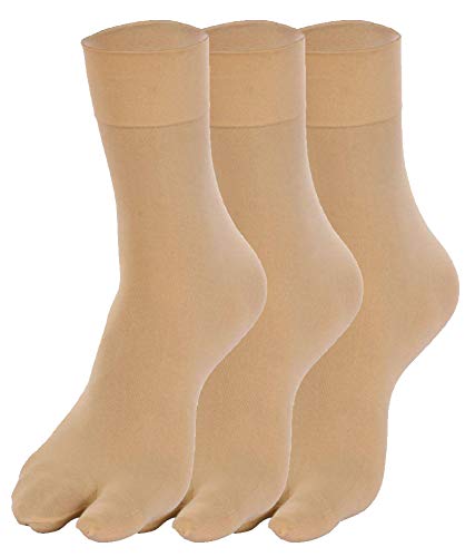 Malana Merino Skin Colour Women/Girl's Nylon With Toe Socks (Pack of 3)