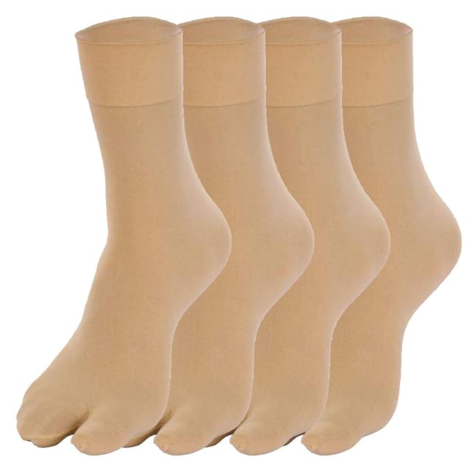 Malana Merino Skin Colour Women/Girl's Nylon With Toe Socks (Pack of 4)