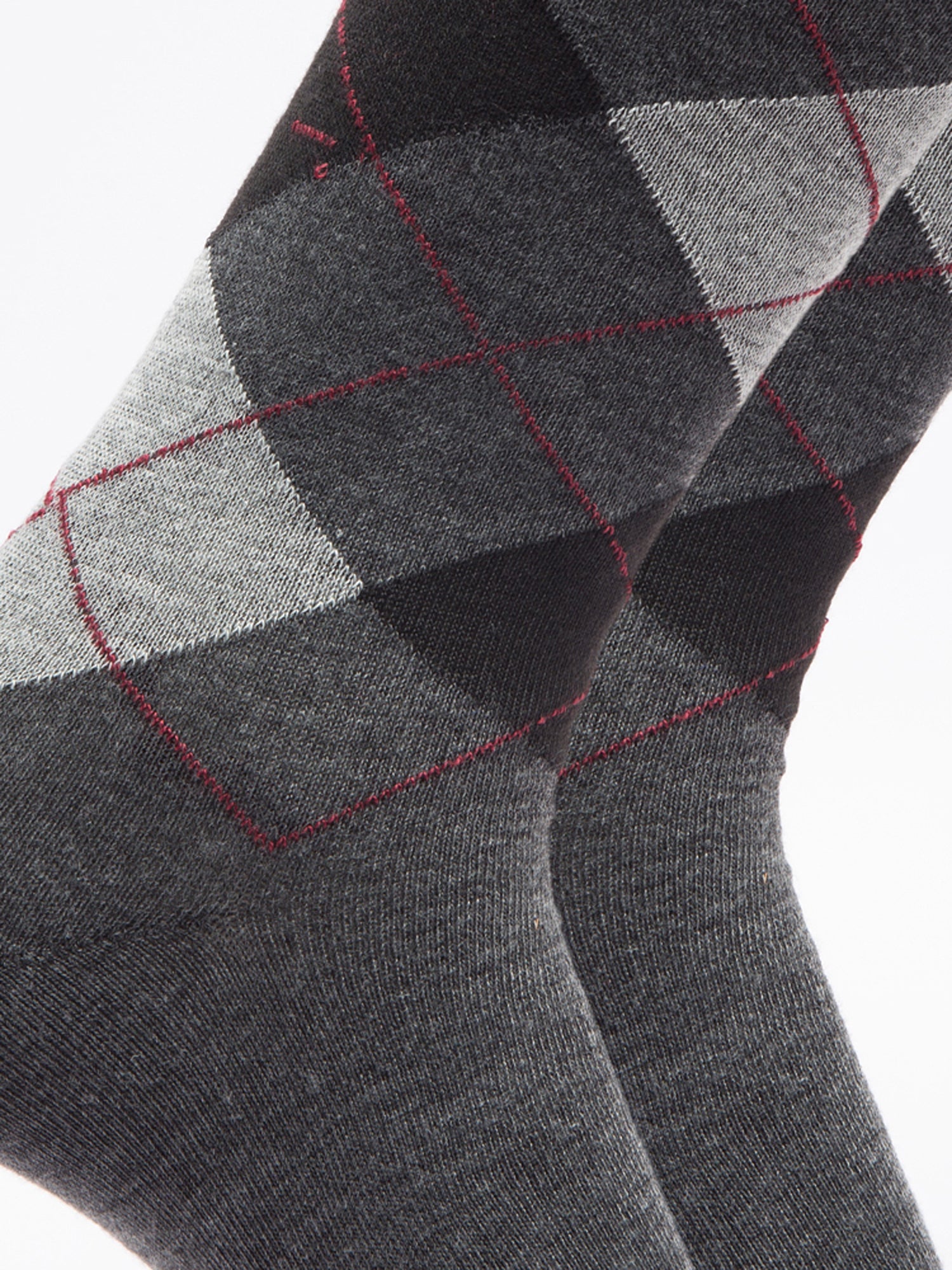 Malana Merino Men's Grey Patterned Calf-Lengh Cotton Socks (Pack of 2) Dark Grey