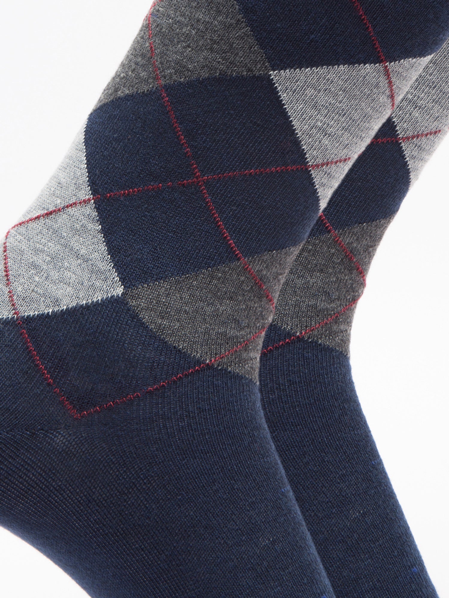 Malana Merino Men's Grey Patterned Calf-Lengh Cotton Socks (Pack of 2) Navy Blue