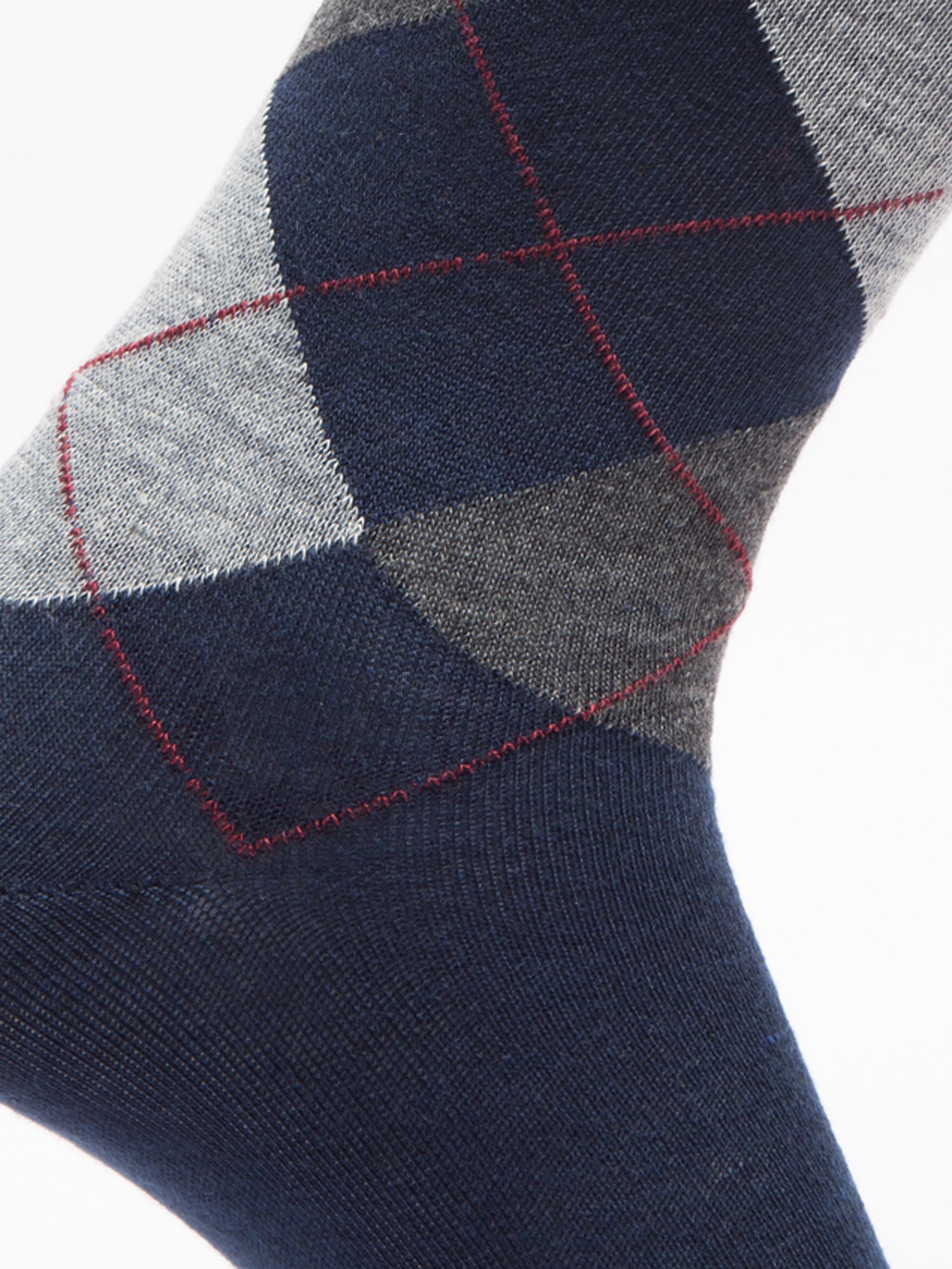 Malana Merino Men's Grey Patterned Calf-Lengh Cotton Socks (Pack of 1) Navy Blue
