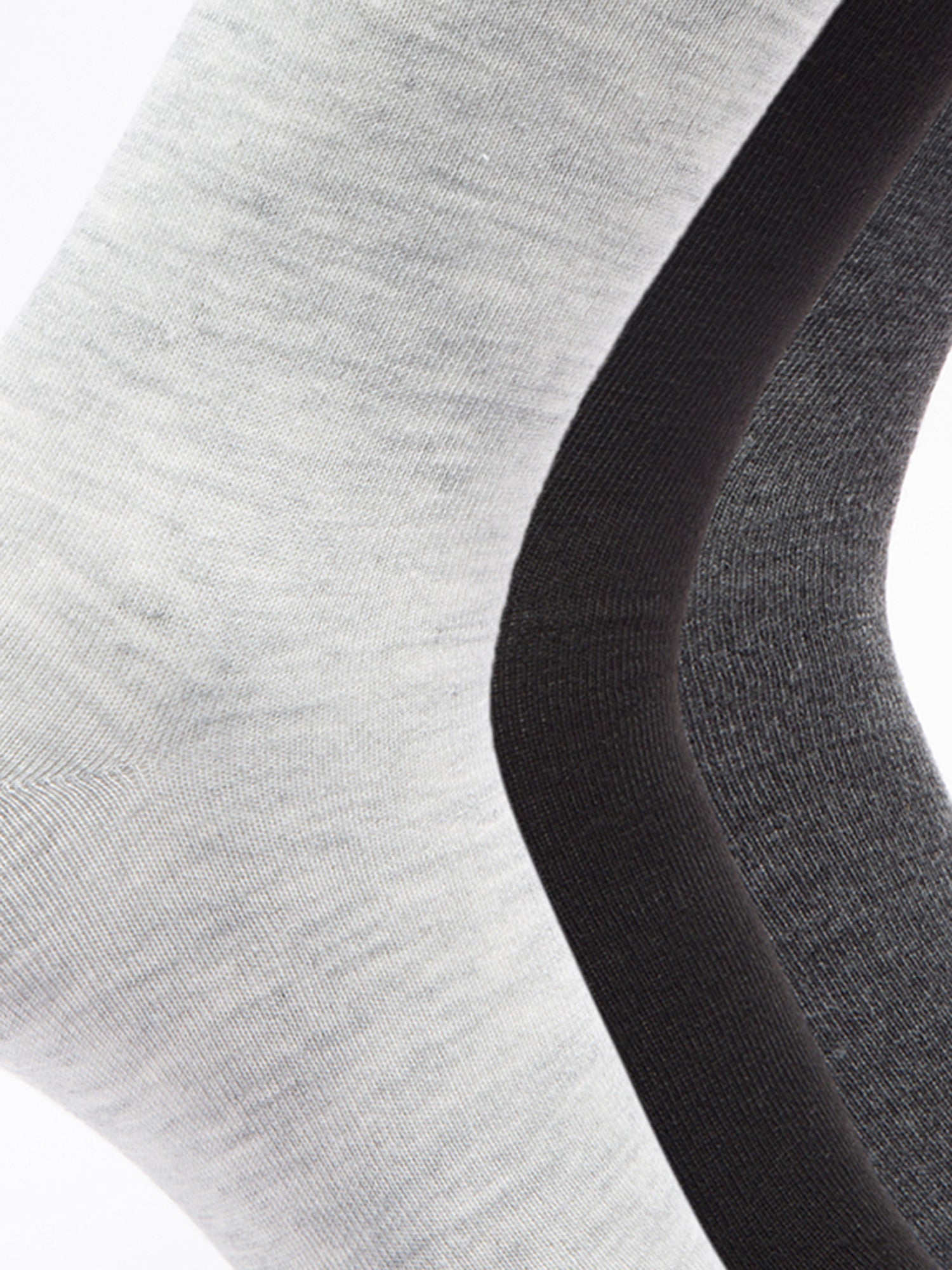 Malana Merino Men's Plane Calf-Lengh Cotton Socks (Pack of 3) Black, Dark Grey,Grey
