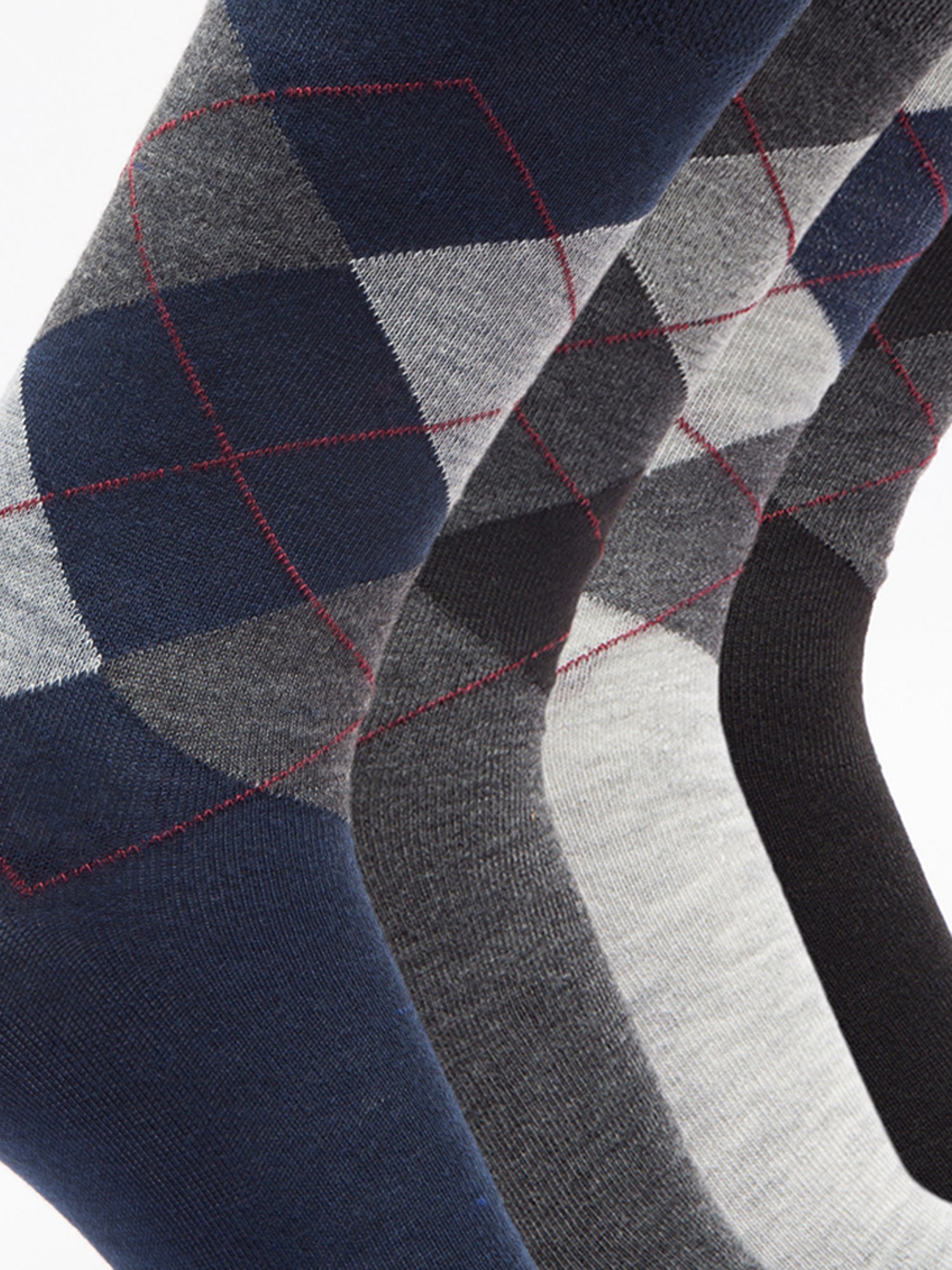 Malana Merino Men's Grey Patterned Calf-Lengh Cotton Socks (Pack of 4) Black,Dark Grey,Grey,Blue