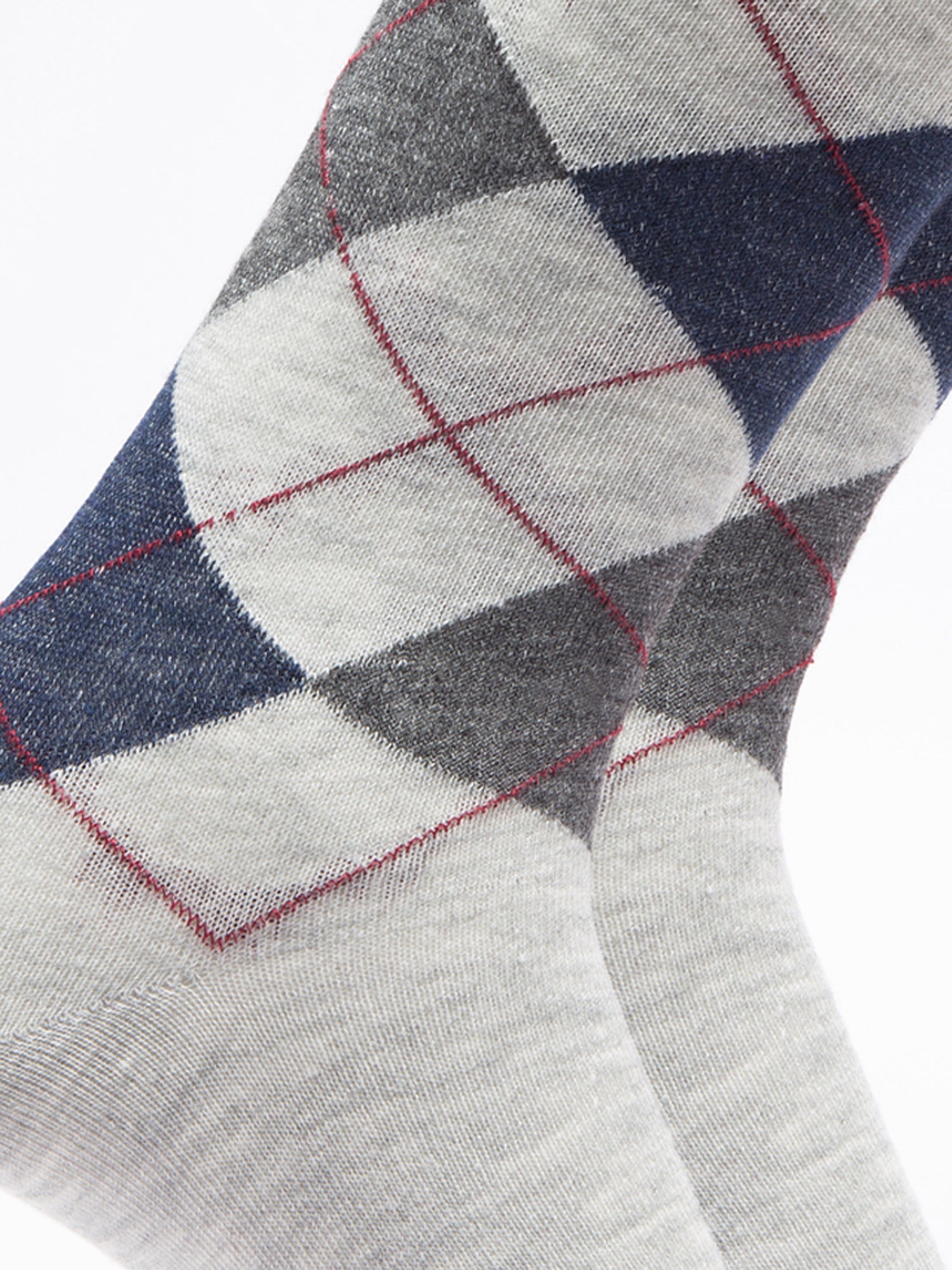 Malana Merino Men's Grey Patterned Calf-Lengh Cotton Socks (Pack of 2) Grey