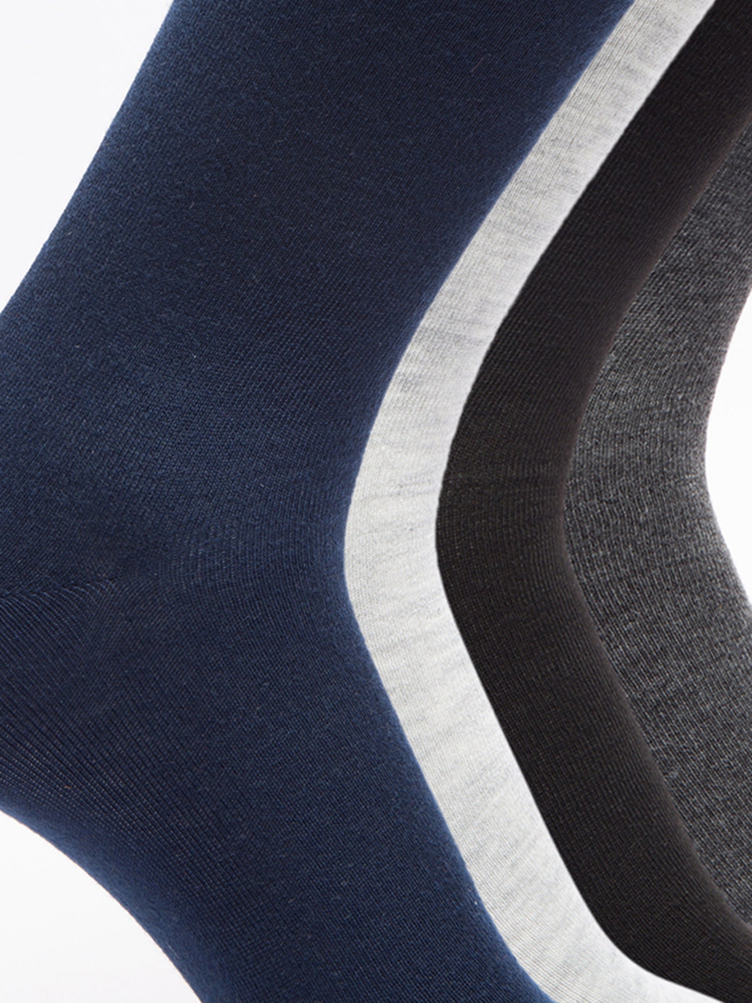 Malana Merino Men's Plane Calf-Lengh Cotton Socks (Pack of 4) Black, Dark Grey,Grey,Blue