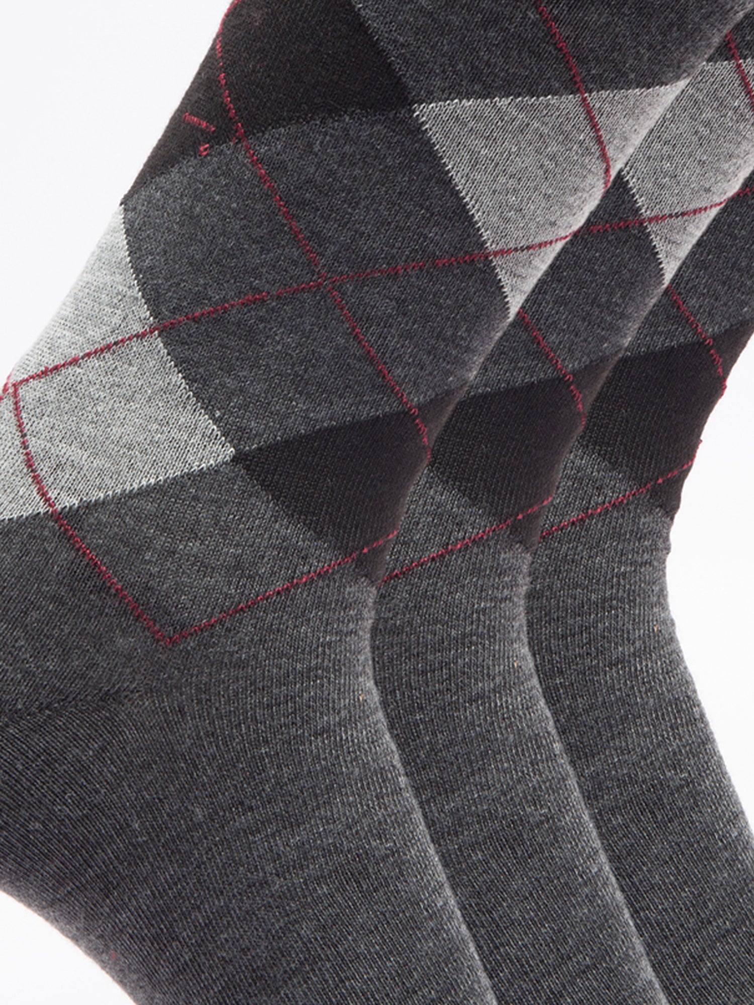 Malana Merino Men's Grey Patterned Calf-Lengh Cotton Socks (Pack of 3) Dark Grey