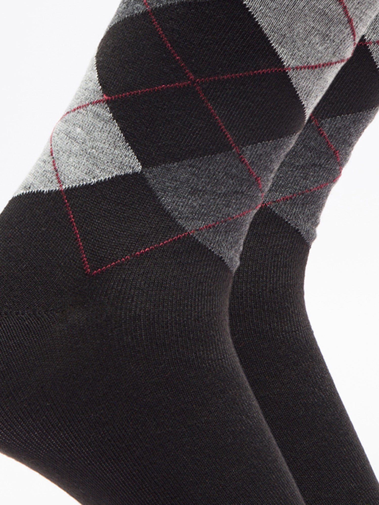 Malana Merino Men's Grey Patterned Calf-Lengh Cotton Socks (Pack of 2) Black