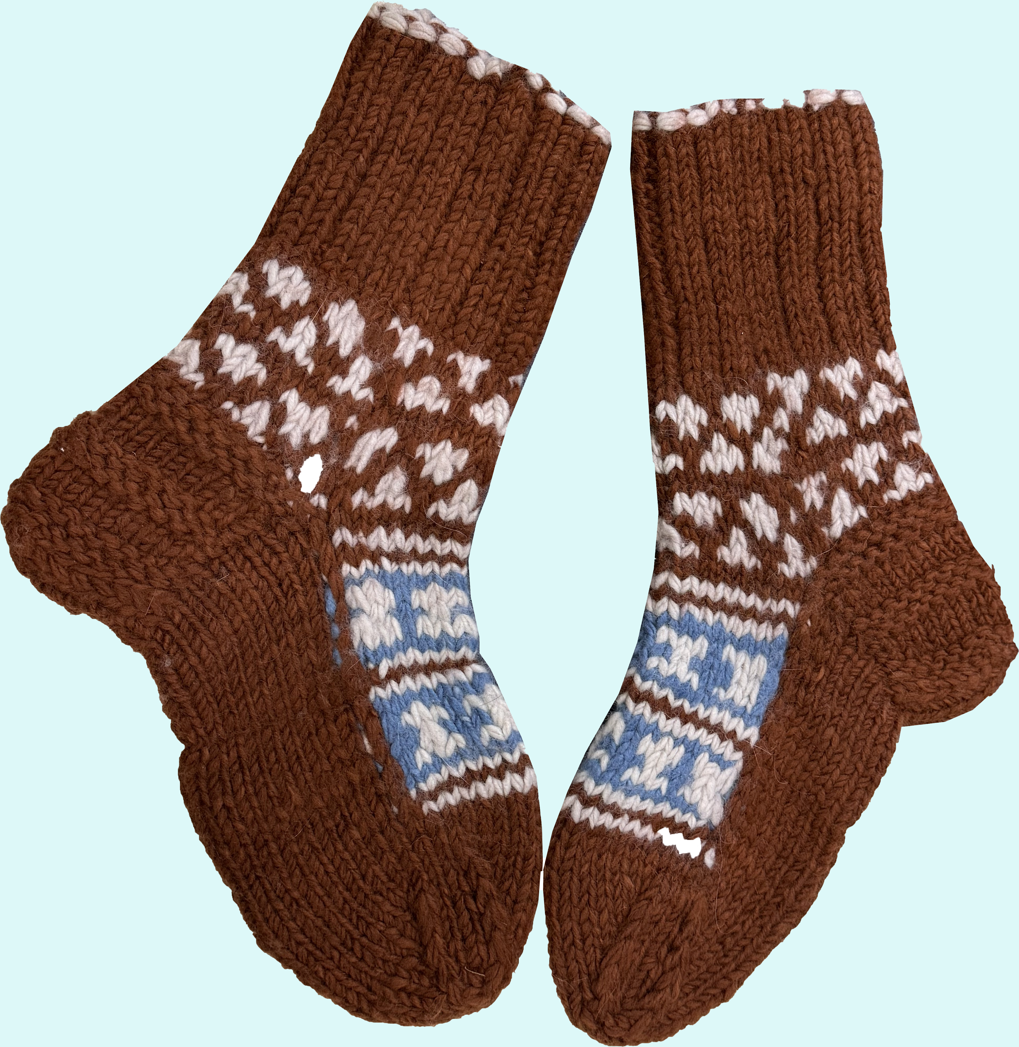Malana Merino Brown Colour Hand Made Solid Soft & Woolen Cozy Knitted Winter Thick Warm Socks (Without Thumb) for Women Girls