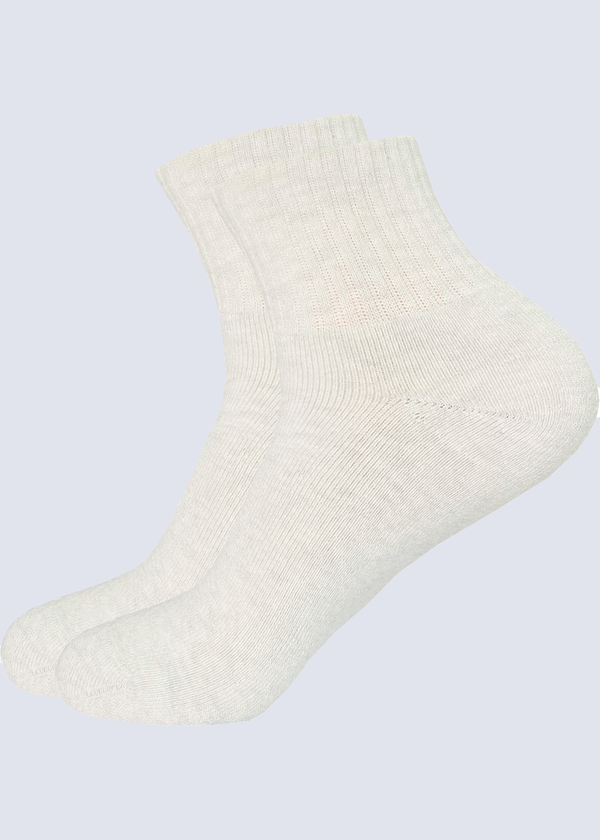 Malana Merino Men's Compact Cotton Ankle Length Socks - Moisture Wicking Breathable & Streachable (Pack of 2) - White