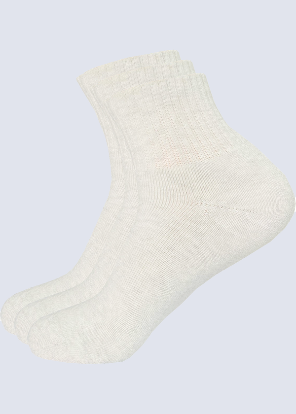 Malana Merino Men's Compact Cotton Ankle Length Socks - Moisture Wicking Breathable & Streachable (Pack of 3) - White