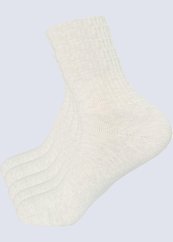 Malana Merino Men's Compact Cotton Ankle Length Socks - Moisture Wicking Breathable & Streachable (Pack of 5) - White