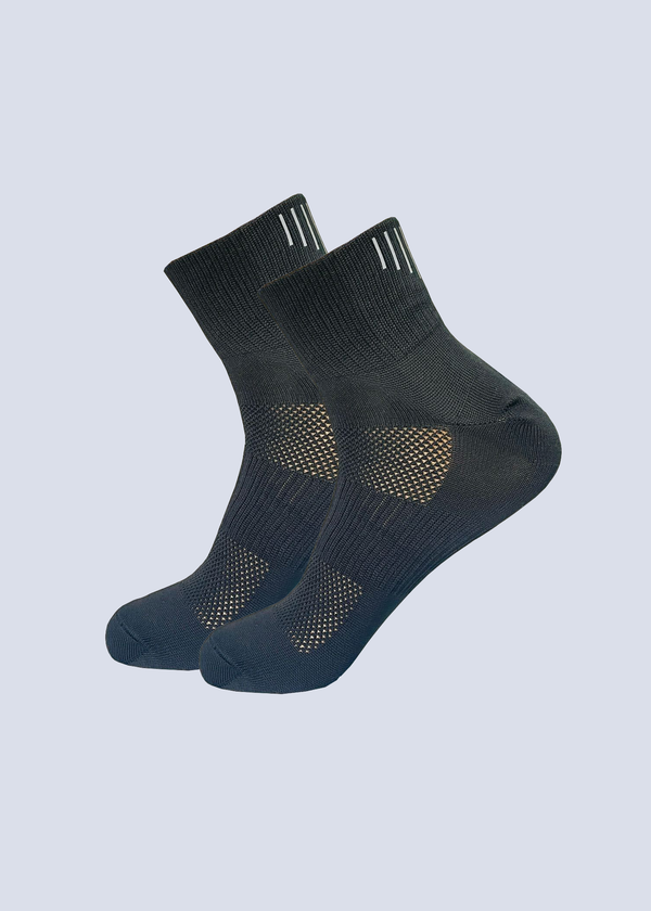 Malana Merino Men's Cushioned Ankel Length Sports/Gym Socks|Made With Cotton & Spandex - High Ankel Black Socks For Men (Pack Of 2)