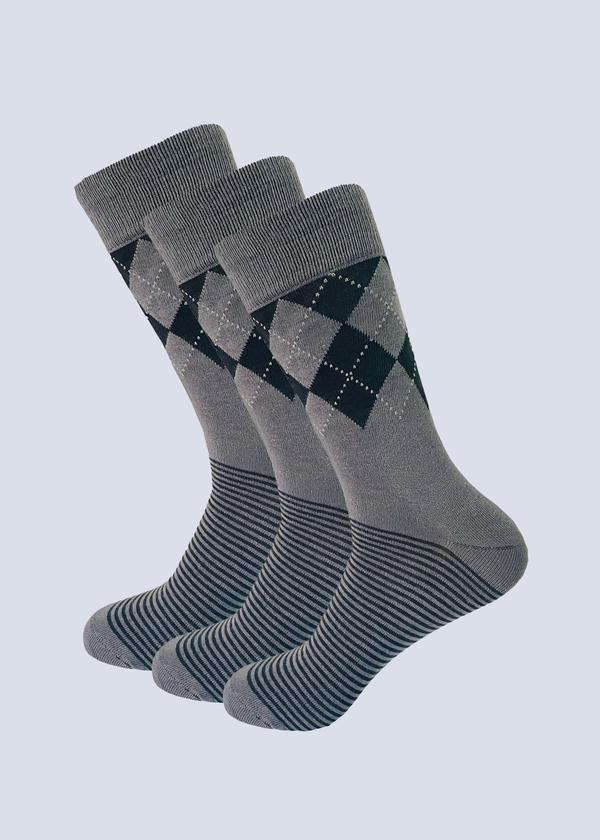 Malana Merino Cotton Calf Socks - Moisture Wicking Breathable Streachable & Stylish Comfort. (Pack of 3)