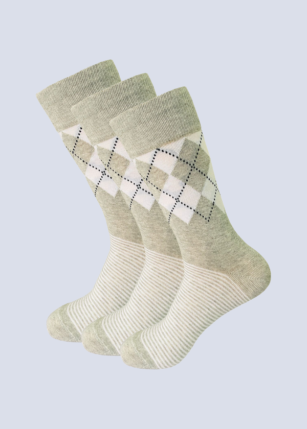 Malana Merino Cotton Calf Socks - Moisture Wicking Breathable Streachable & Stylish Comfort. (Pack of 3)