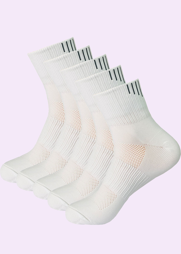 Malana Merino Men's Cushioned Ankel Length Sports/Gym Socks|Made With Cotton & Spandex - High Ankel White Socks For Men (Pack Of 5)