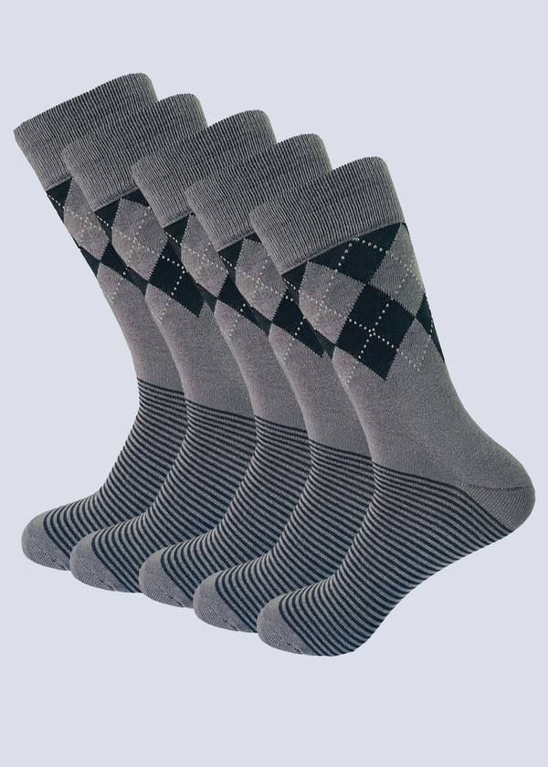 Malana Merino Cotton Calf Socks - Moisture Wicking Breathable Streachable & Stylish Comfort. (Pack of 5)