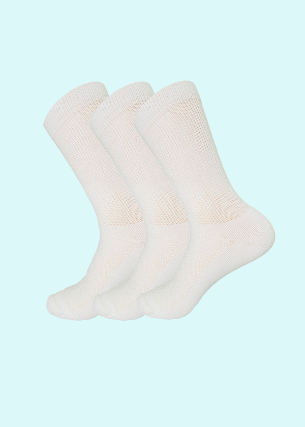 Malana Merino Men's Cushioned Crew Length Sports/Gym Socks|Made With Cotton & Spandex - High Ankel White Socks For Men (Pack Of 3)