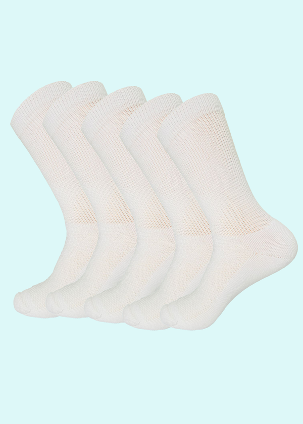 Malana Merino Men's Cushioned Crew Length Sports/Gym Socks|Made With Cotton & Spandex - High Ankel White Socks For Men (Pack Of 5)