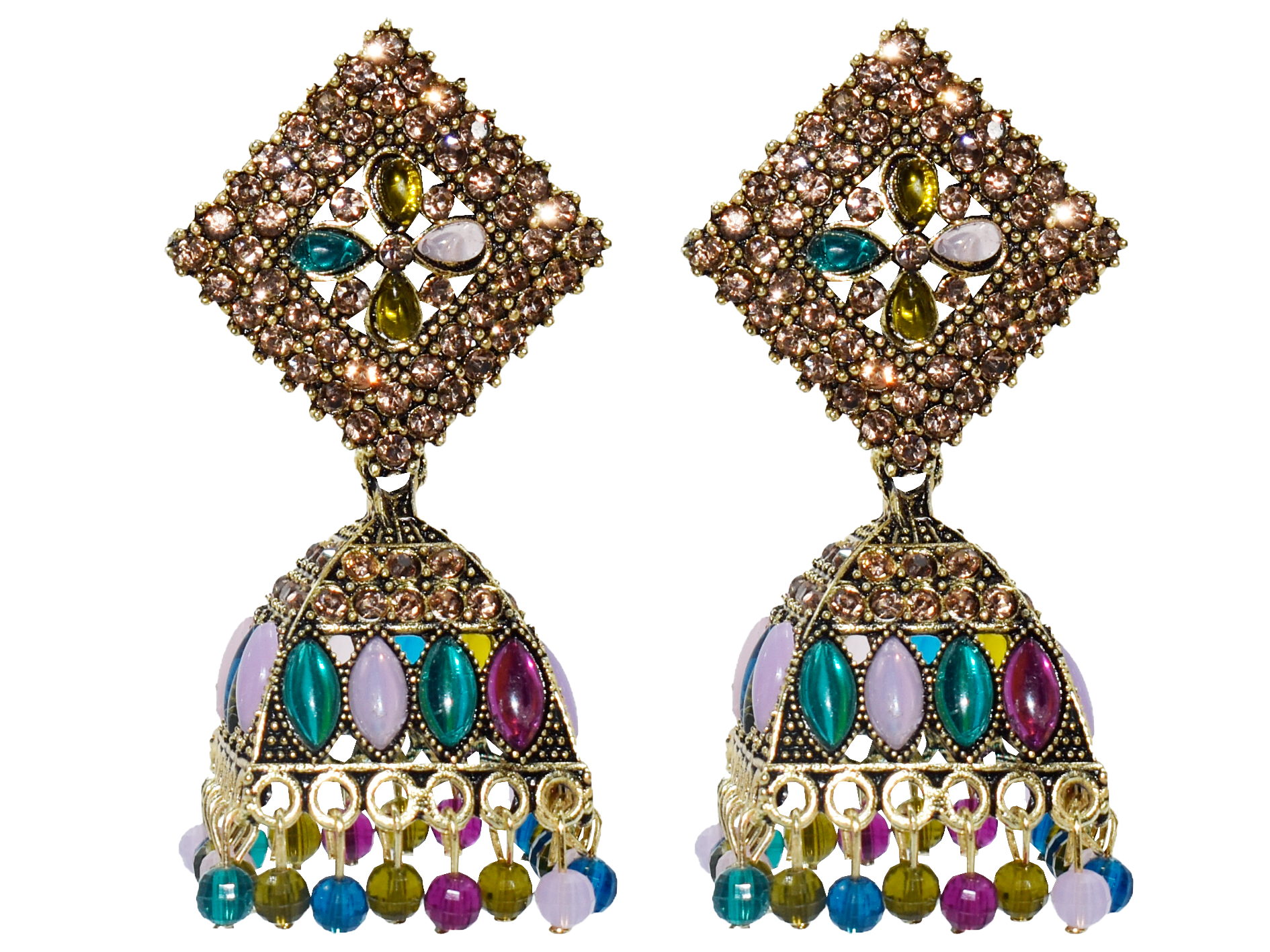 Malana Merino New Trendy Partywear Peacock Square Jhumka Earrings From Rajkot (Gujrat) For Girls and Woman For all Occassions.
