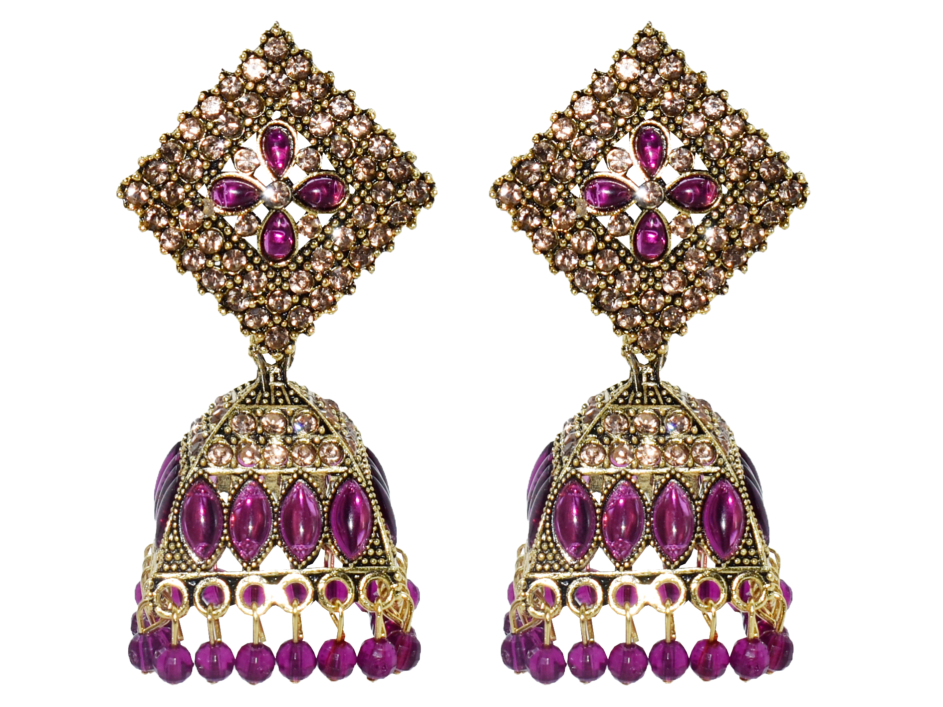 Malana Merino New Trendy Partywear Peacock Square Jhumka Earrings From Rajkot (Gujrat) For Girls and Woman For all Occassions.
