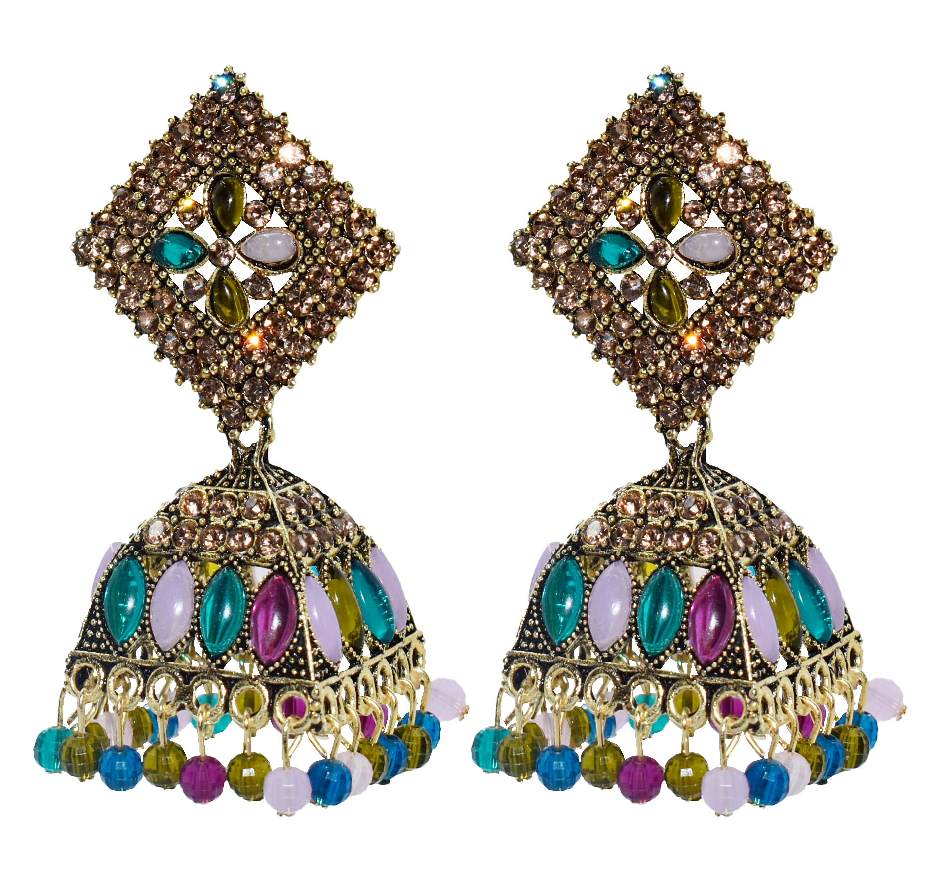 Malana Merino New Trendy Partywear Peacock Square Jhumka Earrings From Rajkot (Gujrat) For Girls and Woman For all Occassions.