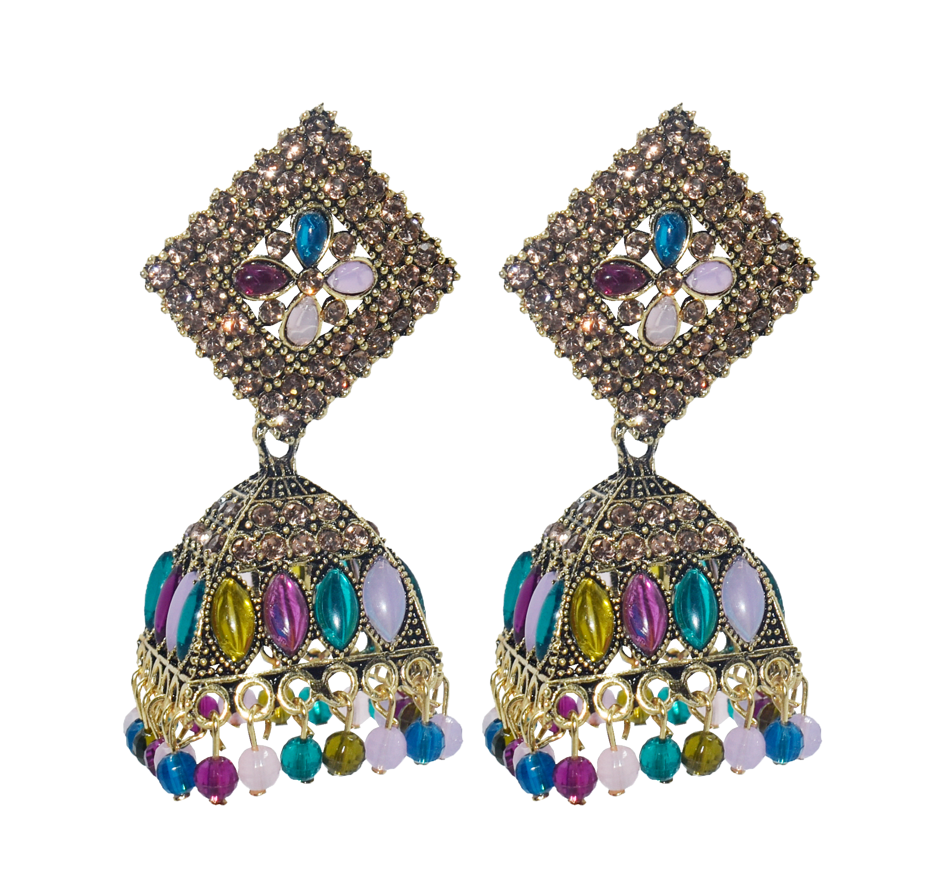 Malana Merino New Trendy Partywear Peacock Square Jhumka Earrings From Rajkot (Gujrat) For Girls and Woman For all Occassions.