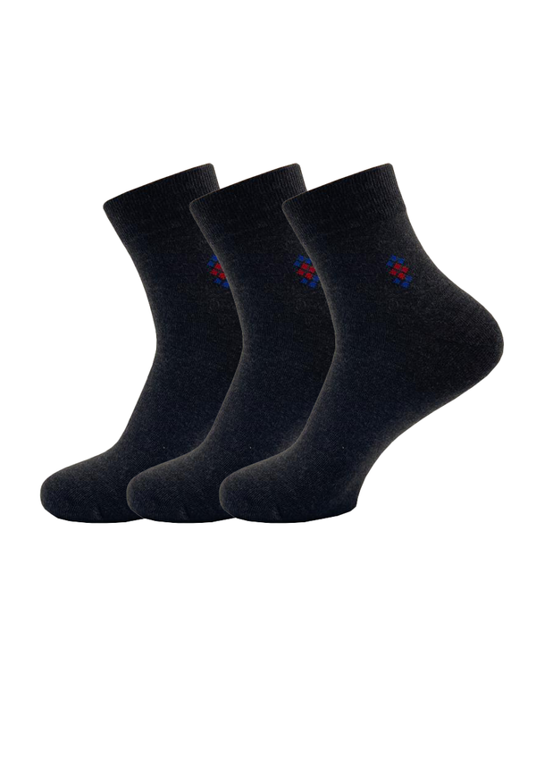 Malana Merino Dark Grey Colour Ankle Length Socks (Pack Of 3)