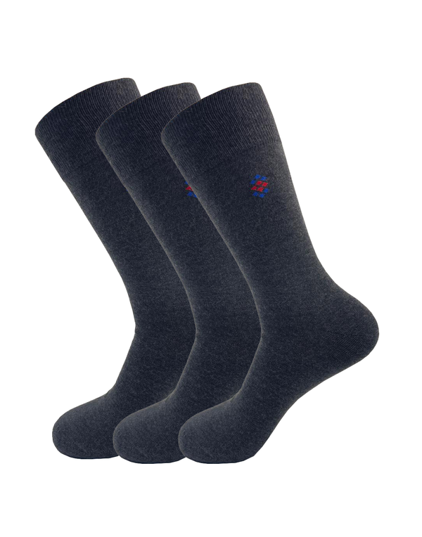 Malana Merino Dark Gray Colour Calf Length Socks For Men (Pack Of 3)