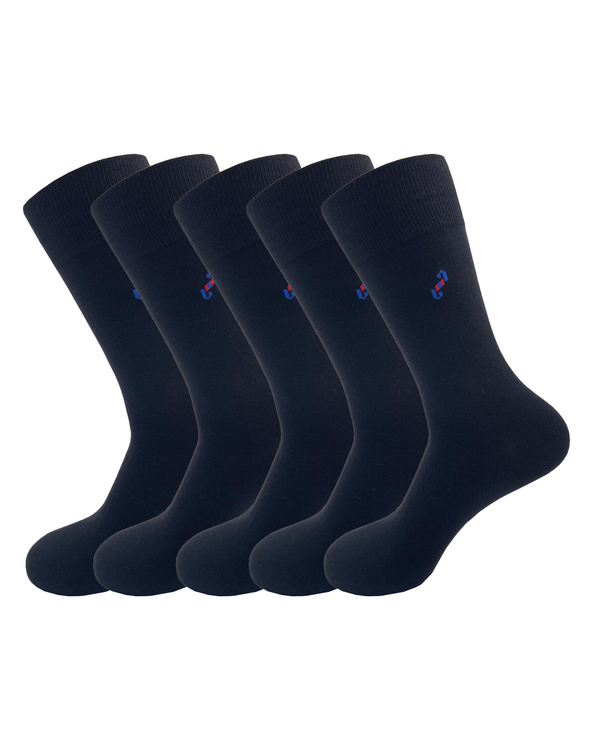 Malana Merino Black Colour Calf Length Socks For Men (Pack Of 5)