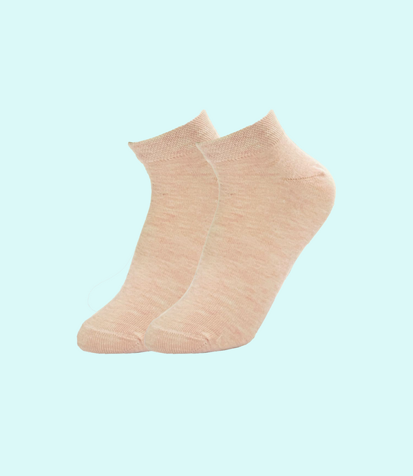 Malana Merino Ankle Socks for Women Made With Premium Cotton. Solid Peach Extra Softness, Anti Odour & Anti Bacterial - Free Size (Pack of 2)